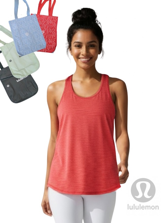 LULULEMON Rare Slit Yogi Racer Back III Coral Halter Tank + Small Reusable Bag - Picture 3 of 16